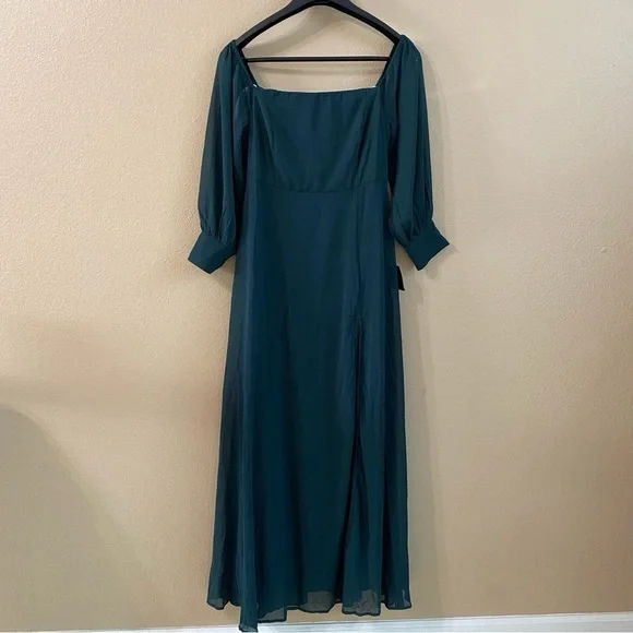 feel the romance emerald green off the shoulder maxi dress Goddiva Off The Shoulder Draped Sleeve Maxi Dress